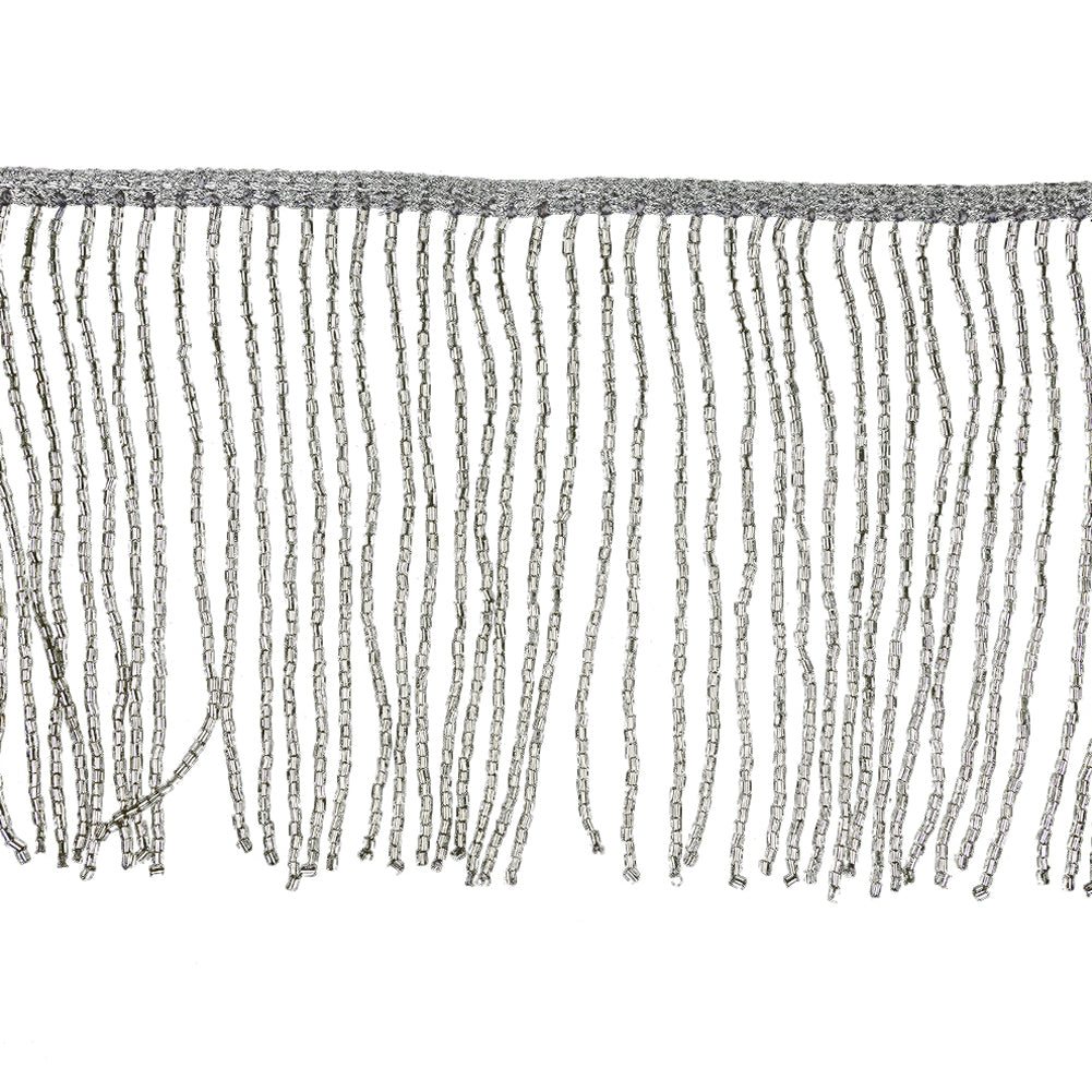 Silver Beaded Fringe on Braided Lip - 5"
