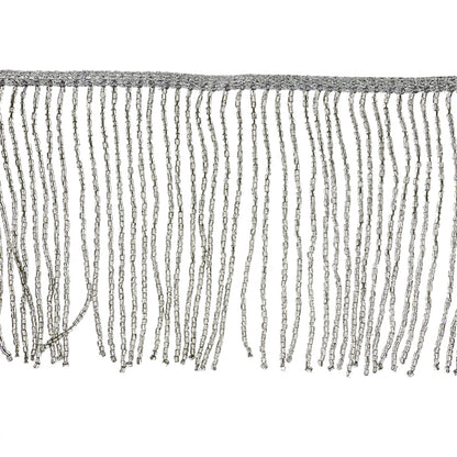 Silver Beaded Fringe on Braided Lip - 5"