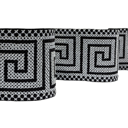 Silver and Black Cross Stitch Greek Key Trim - 2.75"