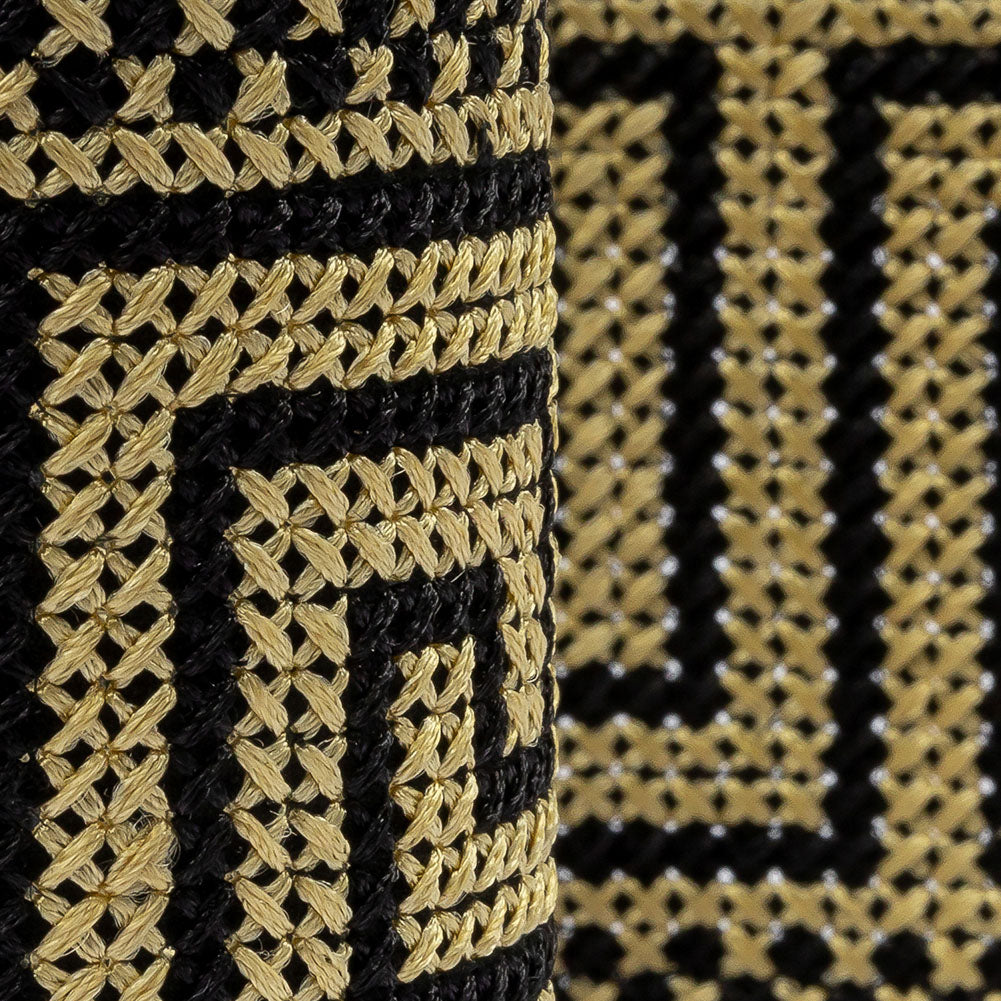 Gold and Black Cross Stitch Greek Key Trim - 2.75" - Detail