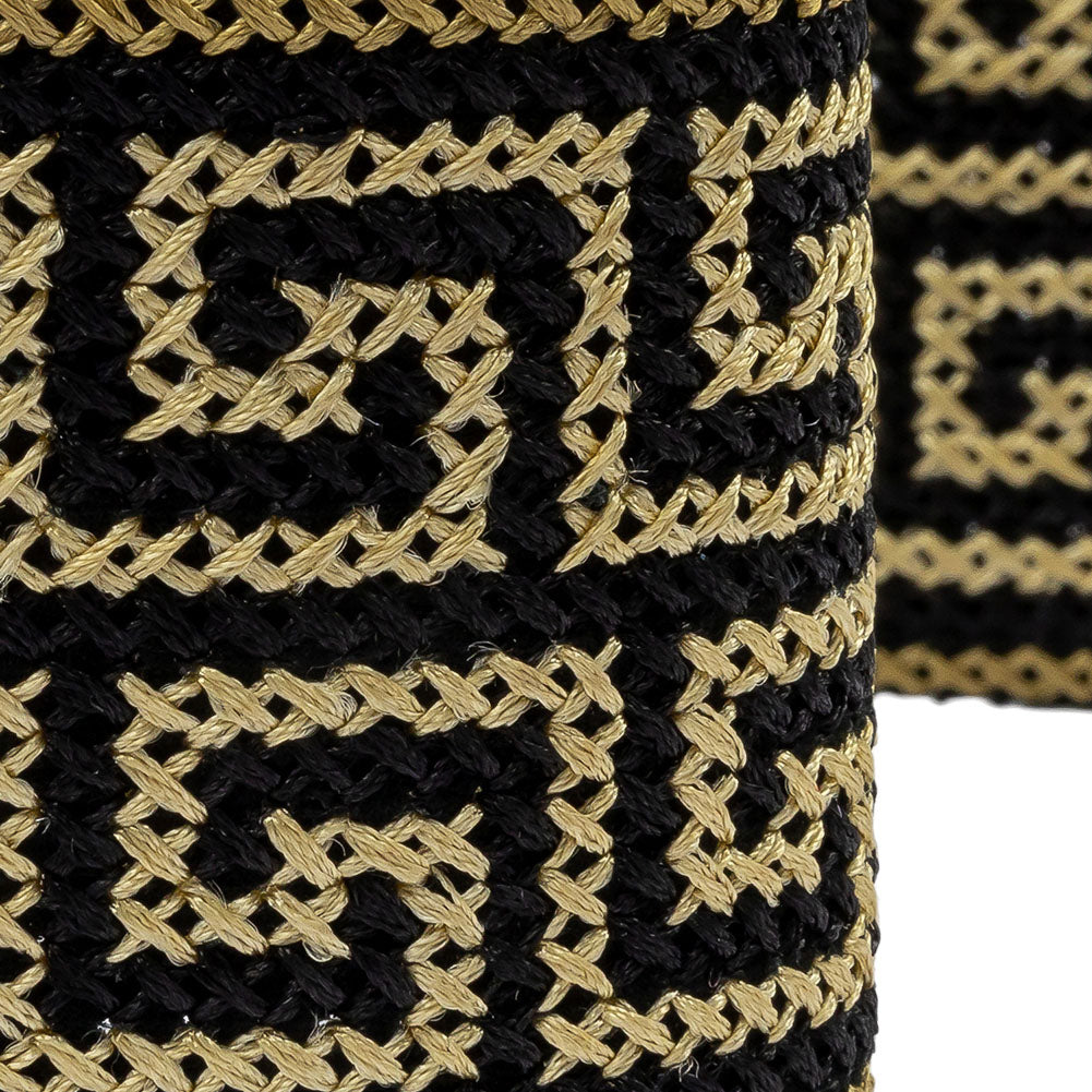 Gold and Black Cross Stitch Double Greek Key Trim - 2"