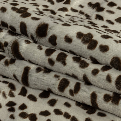 Pale Gray and Brown Spotted Sleek Luxury Faux Fur Folded