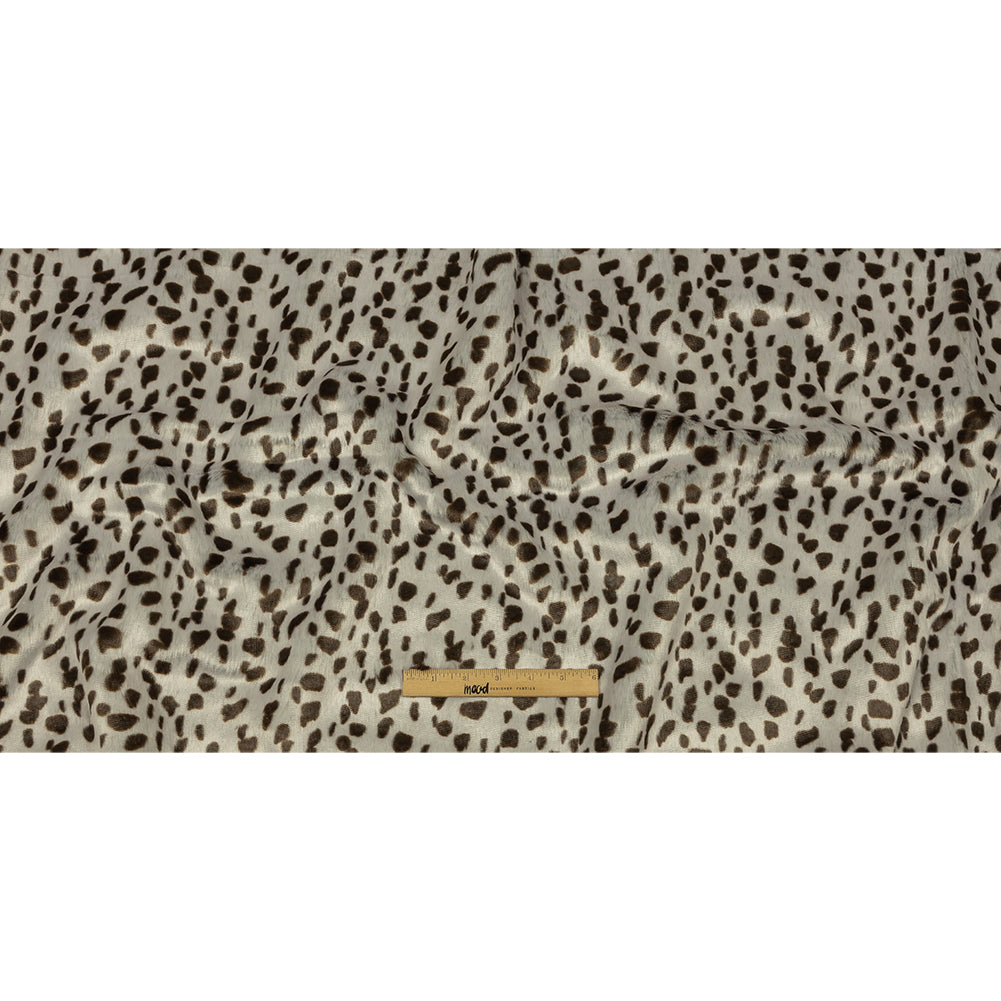 Pale Gray and Brown Spotted Sleek Luxury Faux Fur Full