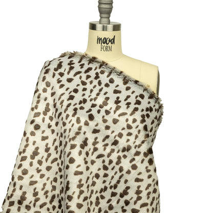 Pale Gray and Brown Spotted Sleek Luxury Faux Fur Drape