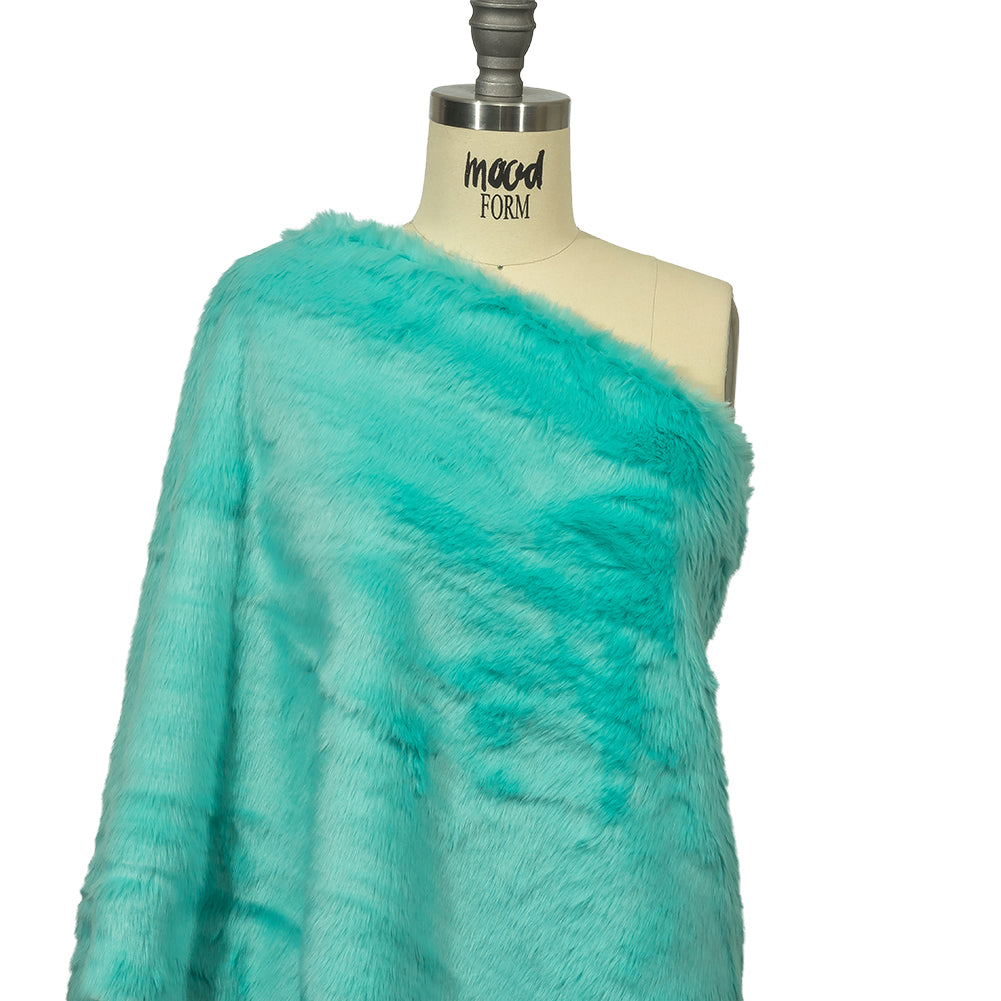 Sky Blue Short Pile Luxury Faux Fur Drape