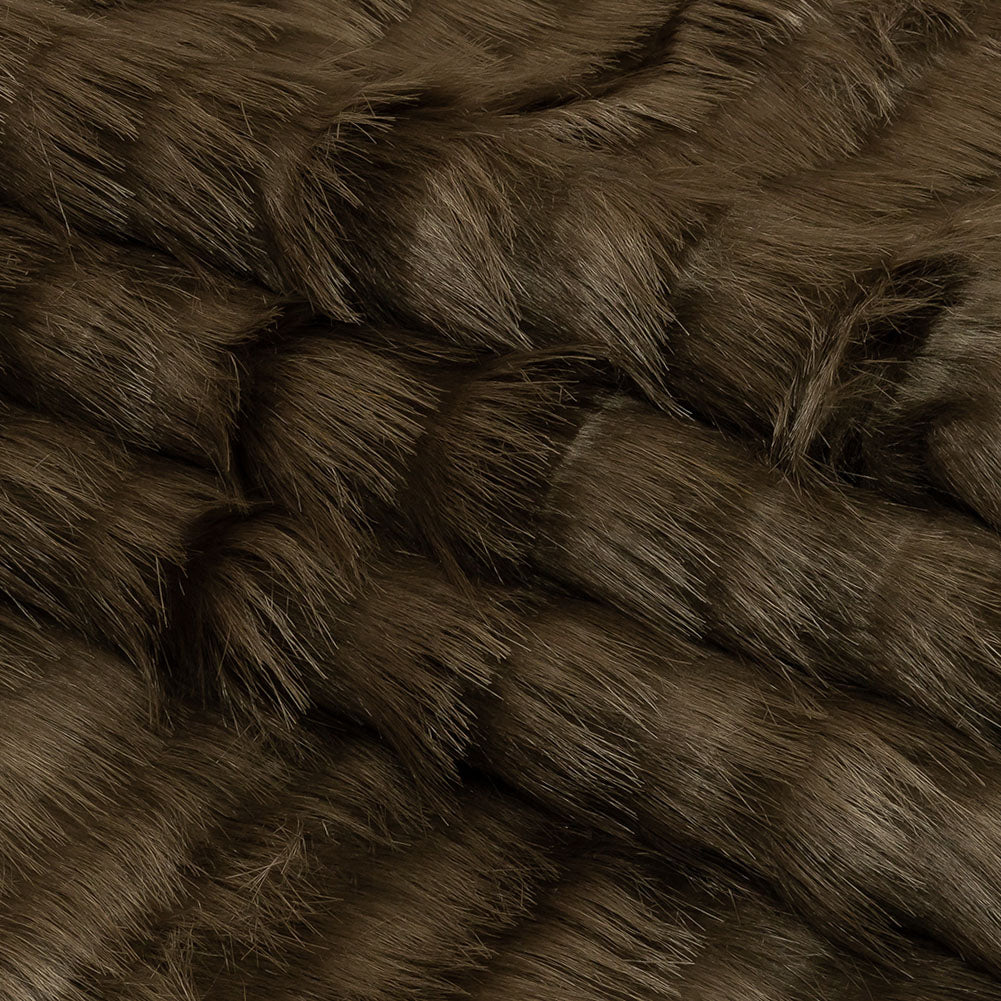 Shimmering Brown Subtle Stripe Luxury Faux Fur Folded