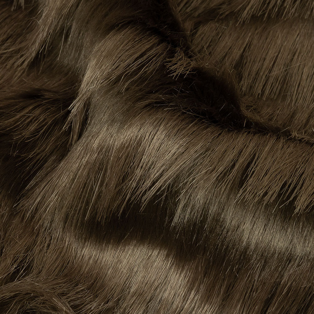 Shimmering Brown Subtle Stripe Luxury Faux Fur Detail