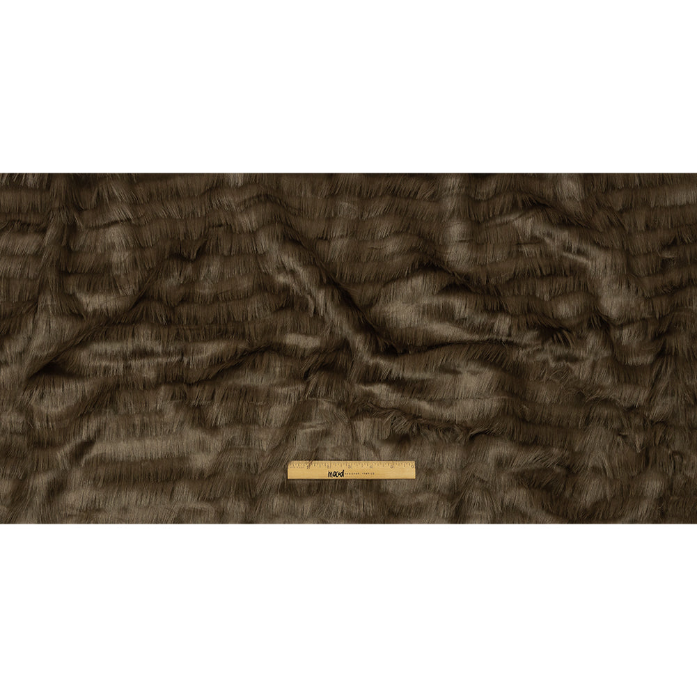 Shimmering Brown Subtle Stripe Luxury Faux Fur Full