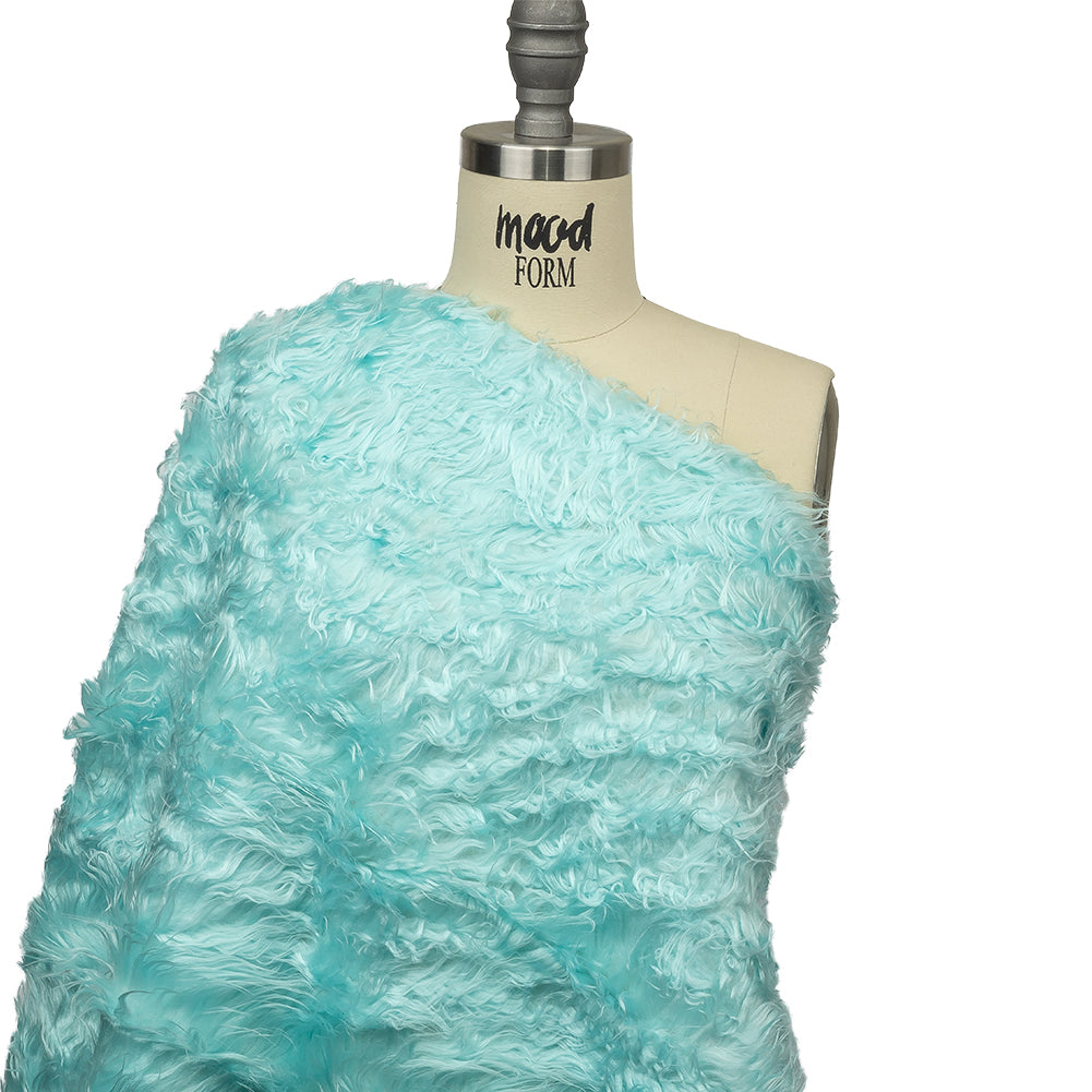 Light Blue Shaggy Luxury Faux Fur Drape