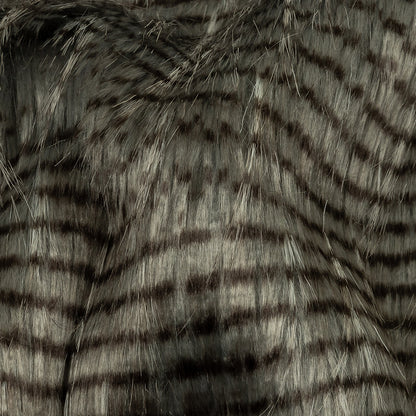 Silver and Pinecone Striped Feathery Luxury Faux Fur Detail