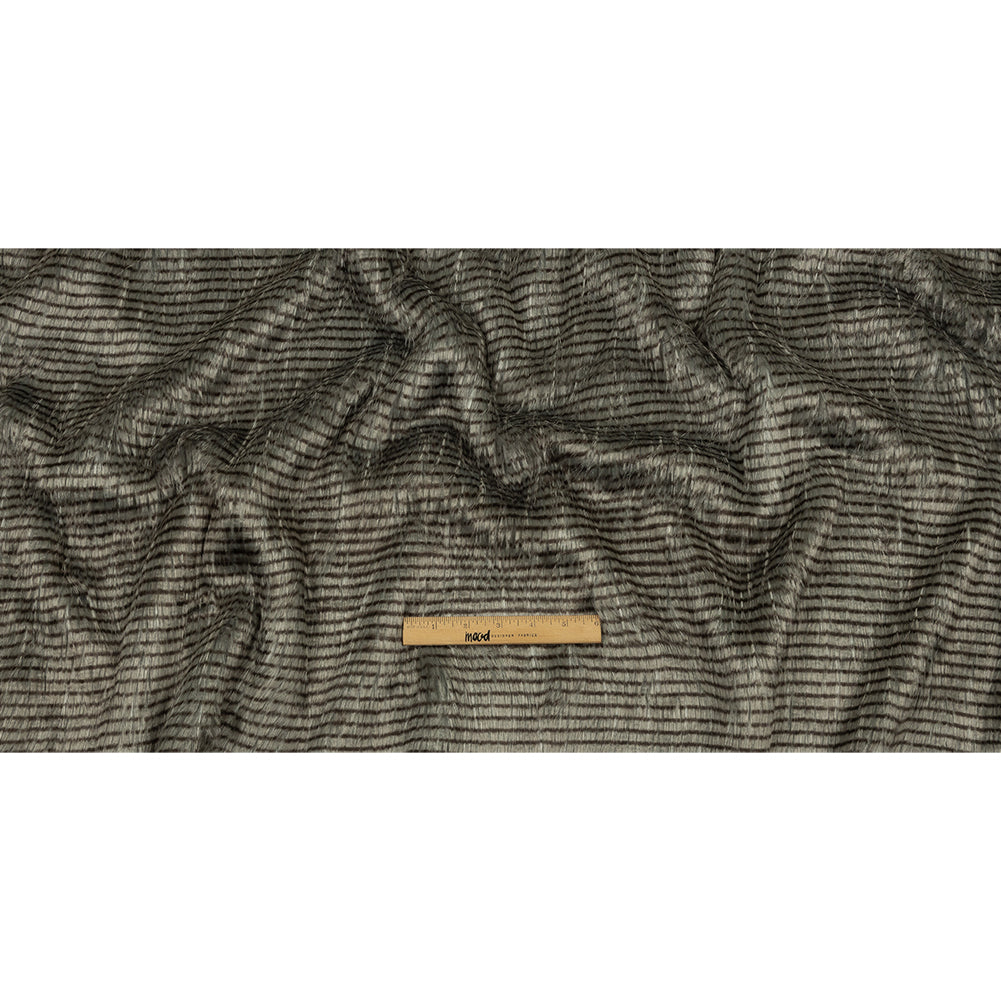 Silver and Pinecone Striped Feathery Luxury Faux Fur Full