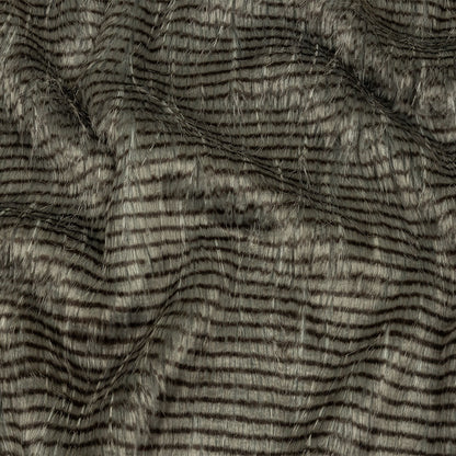 Silver and Pinecone Striped Feathery Luxury Faux Fur