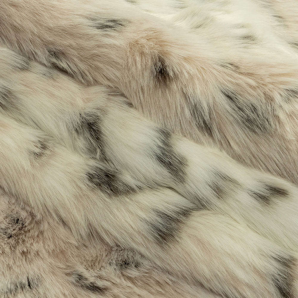 Vaporous Gray, Trench Coat and Brown Spotted Luxury Faux Fur Folded