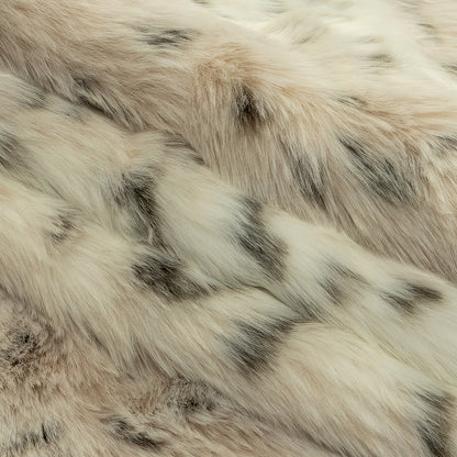 Vaporous Gray, Trench Coat and Brown Spotted Luxury Faux Fur Folded
