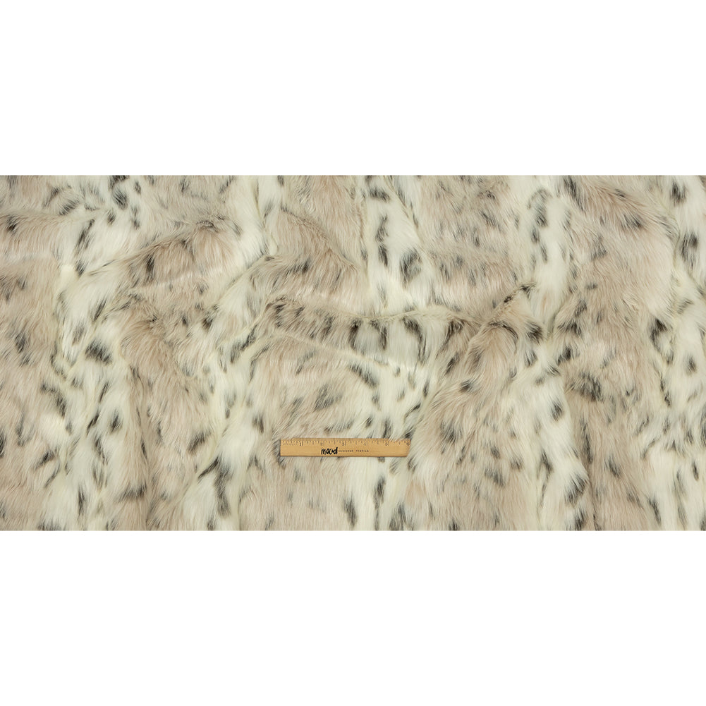 Vaporous Gray, Trench Coat and Brown Spotted Luxury Faux Fur Full