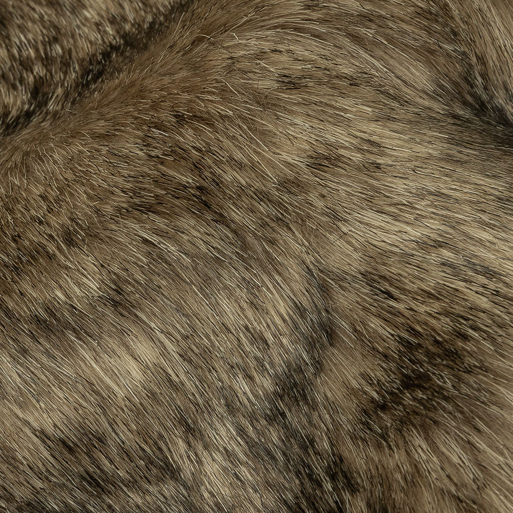 Timber Wolf and Black Mottled Luxury Faux Fur Detail