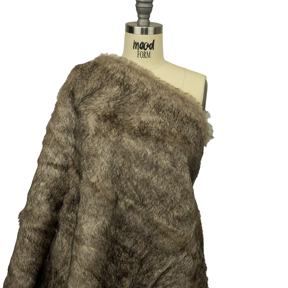 Timber Wolf and Black Mottled Luxury Faux Fur Drape