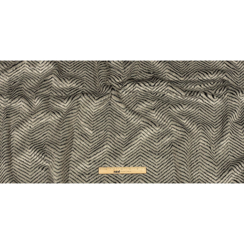 Gray and Black Chevron Ribbed Luxury Faux Fur Full