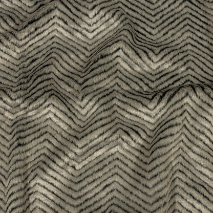 Gray and Black Chevron Ribbed Luxury Faux Fur