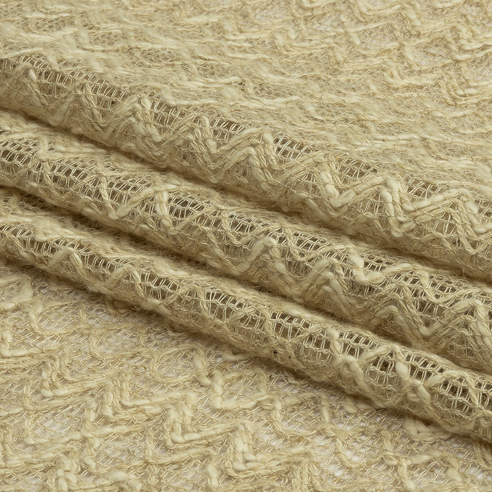 Famous Designer Natural Zig Zags and Diamonds Linen and Cotton Novelty Woven Folded