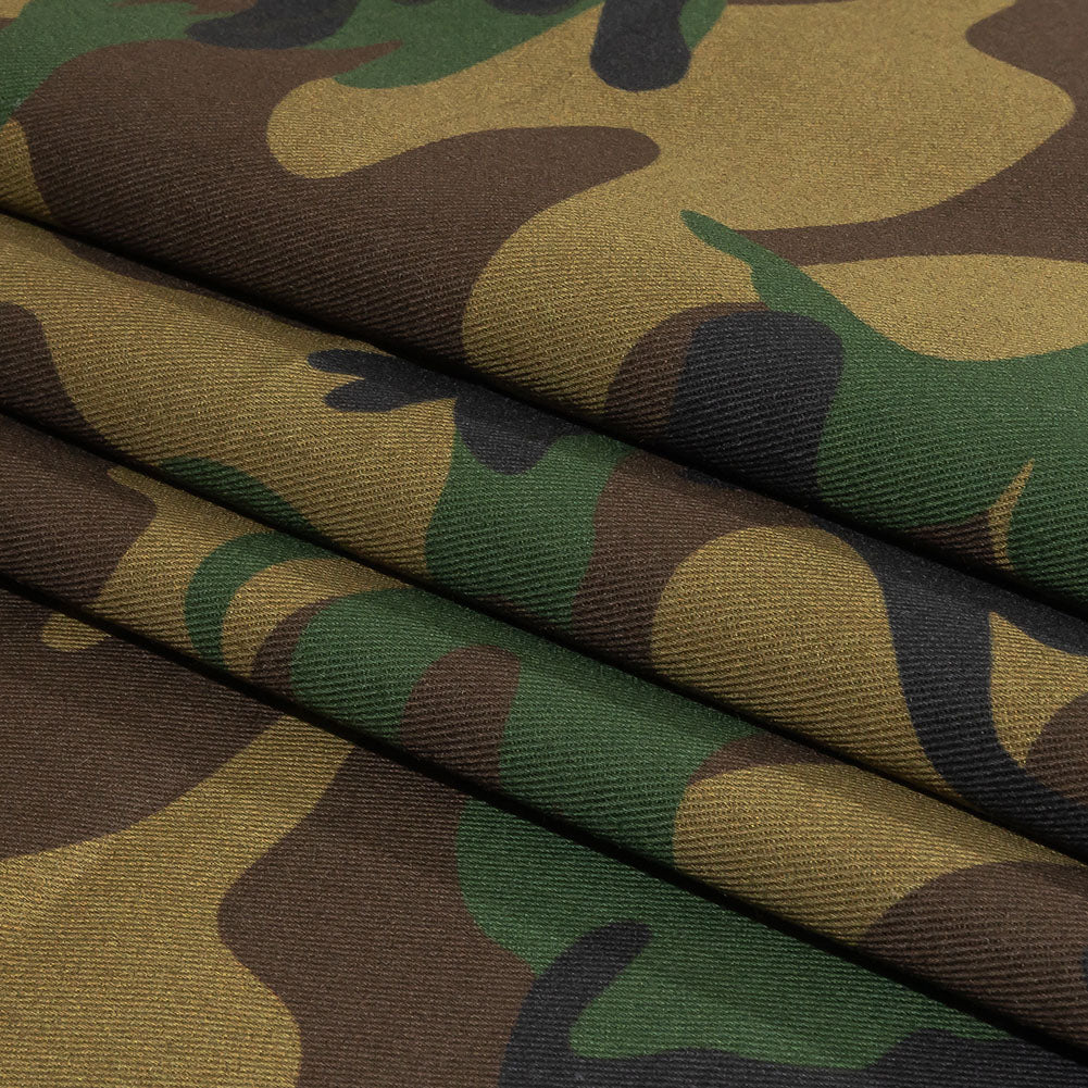 Balenciaga Italian Kombu Green, Brown and Tap Shoe Camouflage Cotton Twill Folded