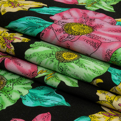 Balenciaga Italian Pink, Yellow and Lime Floral Stretch Cotton Twill Full