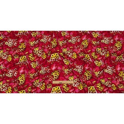 Balenciaga Italian Hot Pink and Yellow Abstracted Watercolor Flowers Stretch Cotton Jersey Full