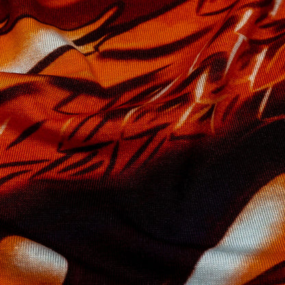 Balenciaga Italian Orange and Black Dragon and Smoke Stretch Cotton Jersey Detail
