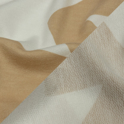 Beige and Star White Stars Stretch Polyester and Rayon French Terry Detail