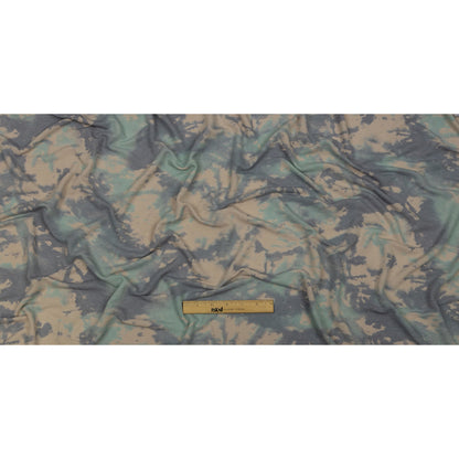 Beige, Gray and Mint Tie Dye Splash Stretch Polyester and Rayon French Terry Drape