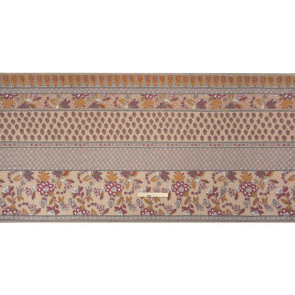 Tan, Red and Orange Rustic Floral Stripes Stretch Polyester and Rayon French Terry Drape