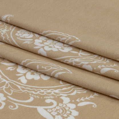 Beige and White Fancy Paisley Polyester and Rayon Jersey Full