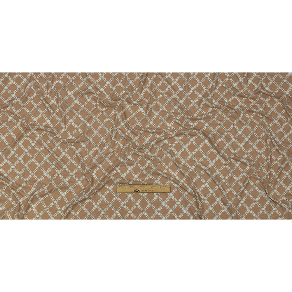 Beige and Pale Mint Decorative Lattice Polyester and Rayon Jersey Full