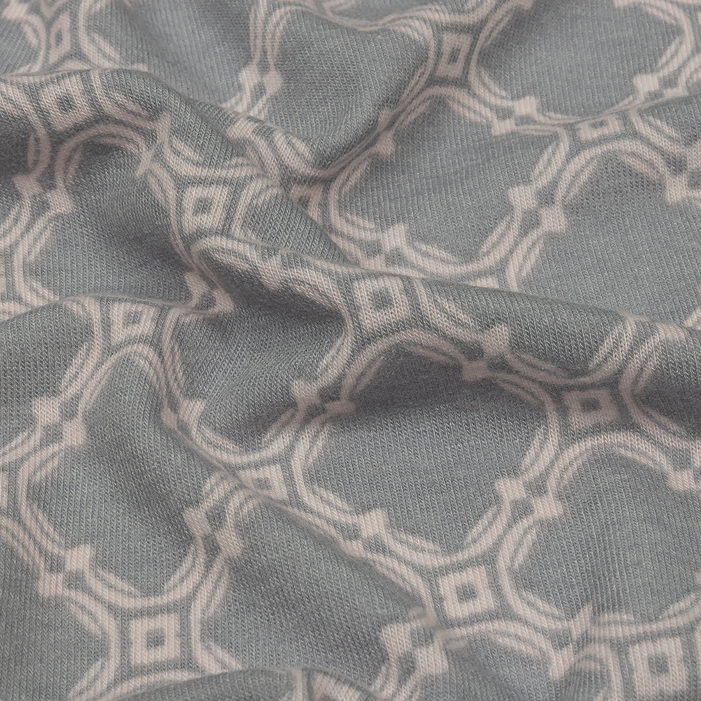 Dusty Purple and Pale Pink Decorative Lattice Polyester and Rayon Jersey Detail
