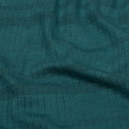 Teal and Charcoal Striped Stretch Rayon Rib Knit Folded