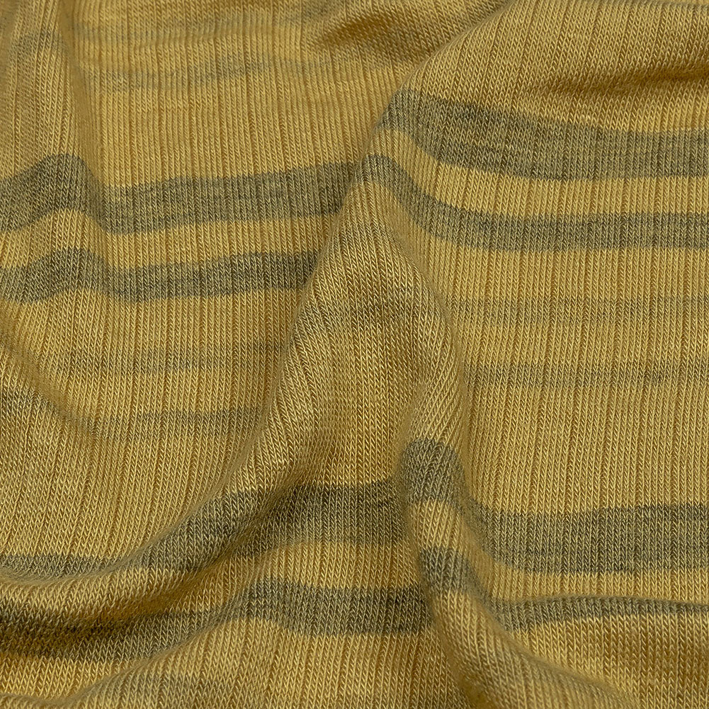Ochre and Charcoal Striped Stretch Rayon Rib Knit - Detail - Image 2 of 6