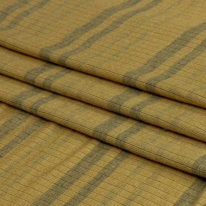 Ochre and Charcoal Striped Stretch Rayon Rib Knit Full