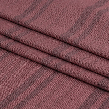 Rose and Charcoal Striped Stretch Rayon Rib Knit