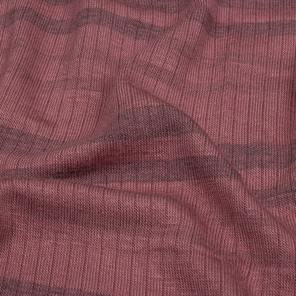 Rose and Charcoal Striped Stretch Rayon Rib Knit
