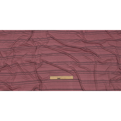 Rose and Charcoal Striped Stretch Rayon Rib Knit