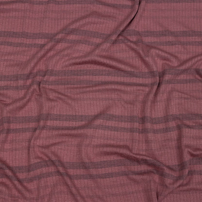 Rose and Charcoal Striped Stretch Rayon Rib Knit