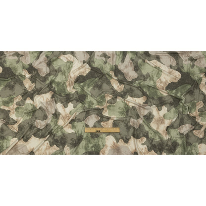 Tea, Beige and Brown Mottled Camouflage Rayon and Polyester Jersey Drape