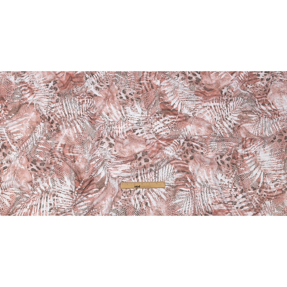 Rose, White and Brown Animal Motley Polyester and Rayon Open Sweater Knit