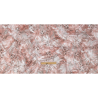 Rose, White and Brown Animal Motley Polyester and Rayon Open Sweater Knit