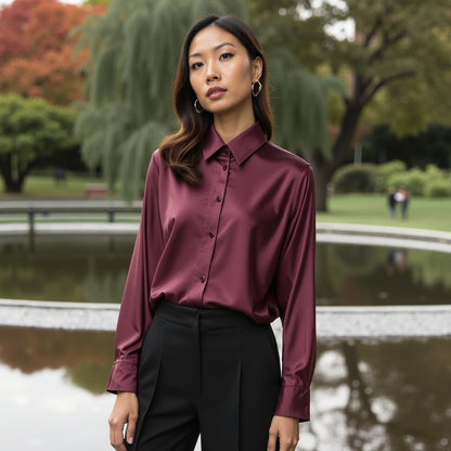 Sustainable Viscose Fluid Satin - Burgundy - Mood Exclusive Elliana Collection