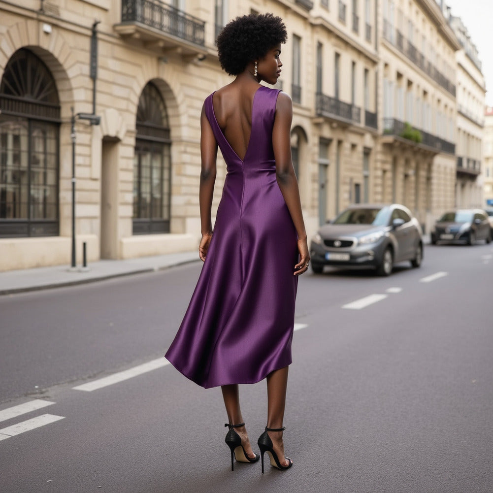 Sustainable Viscose Fluid Satin - Plum - Mood Exclusive Elliana Collection