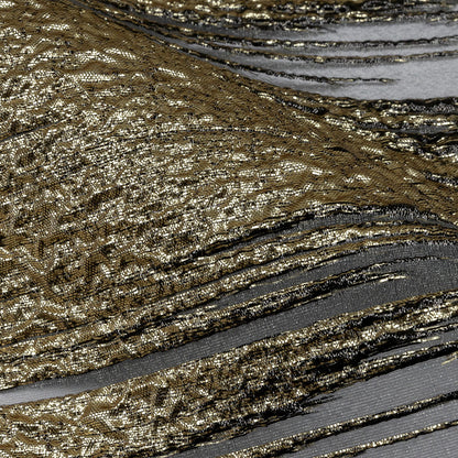 Metallic Gold and Black Sleek Streaks Luxury Burnout Brocade