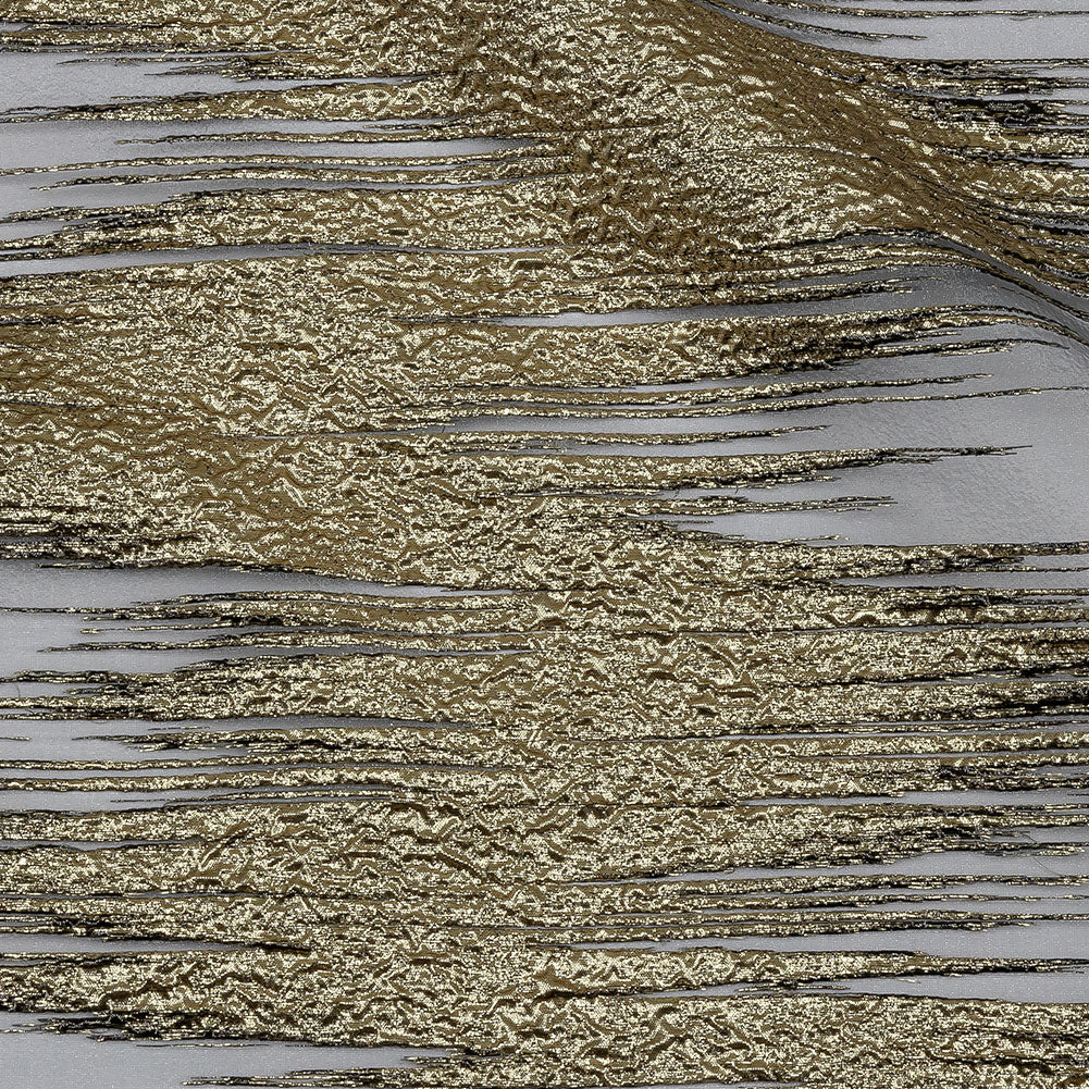Metallic Gold and Black Sleek Streaks Luxury Burnout Brocade