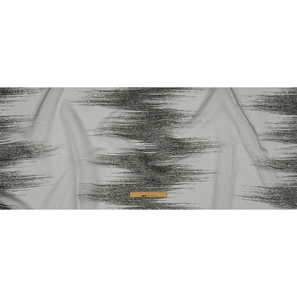 Metallic Silver and Black Sleek Streaks Luxury Burnout Brocade