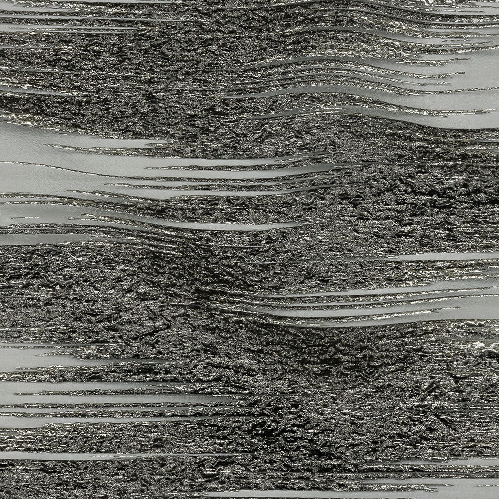 Metallic Silver and Black Sleek Streaks Luxury Burnout Brocade
